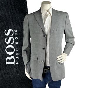 Hugo Boss Scorsese Men 38R Blazer Textured Salt/Pepper Wool Blend Sportcoat USA